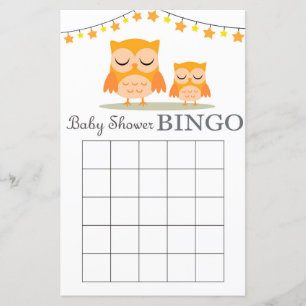 Carte de bingo du baby shower de hibou