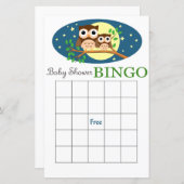 Carte de bingo du baby shower de hibou (Devant / Derrière)