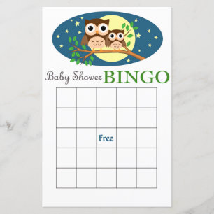 Carte de bingo du baby shower de hibou