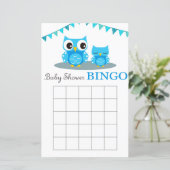 Carte de bingo du baby shower de la Chouette bleue (Debout devant)