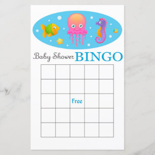 carte de bingo du baby shower de la mer