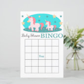Carte de bingo du baby shower Unicorne (Debout devant)