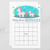 Carte de bingo du baby shower Unicorne (Devant / Derrière)