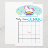 Carte de bingo du baby shower Unicorne (Devant / Derrière)