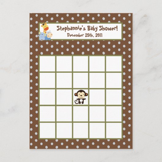 Carte de Bingo Écrit Jouer Jungle (Devant)