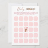Carte de BINGO Fête bébé ours rose et ballons (Devant)