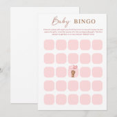 Carte de BINGO Fête bébé ours rose et ballons (Devant / Derrière)