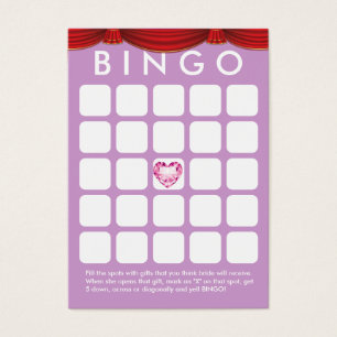 Carte de Bingo Fête des mariées violet de coeur de