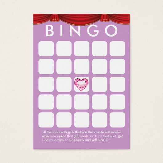 Carte de Bingo Fête des mariées violet de coeur de (Devant)