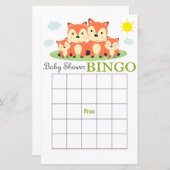 Carte de bingo Fox baby shower (Devant / Derrière)