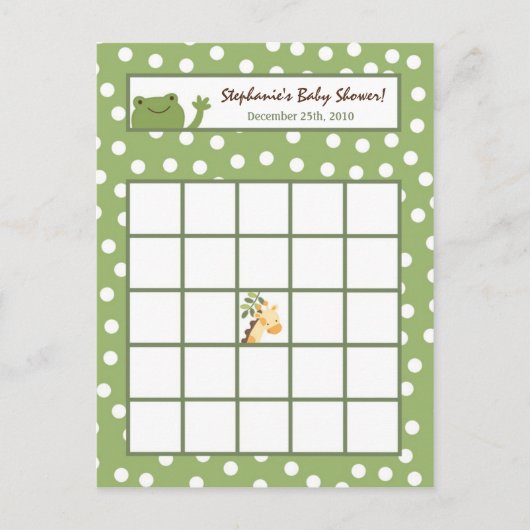 Carte de Bingo Gratuit Safari Jungle Animaux Vert (Devant)