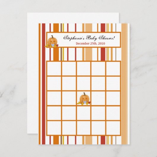 Carte de Bingo inscriptible Automne Citrouille Bab (Devant / Derrière)