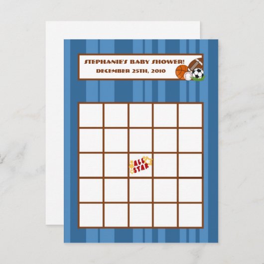 Carte de Bingo inscriptible bleu étoile (Devant / Derrière)