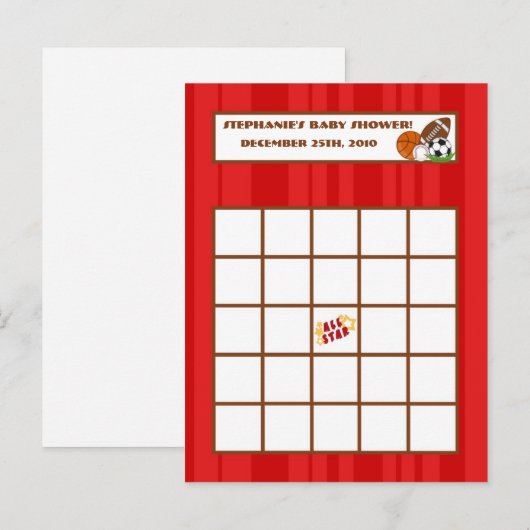 Carte de Bingo inscriptible rouge étoile (Devant / Derrière)