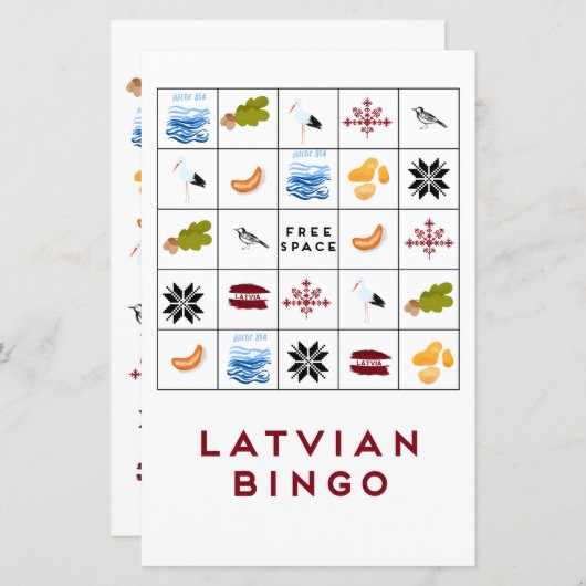 Carte de Bingo lettone version 6 (Devant / Derrière)