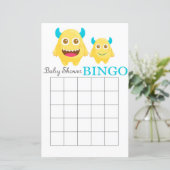 Carte de bingo Little Monster baby shower (Debout devant)