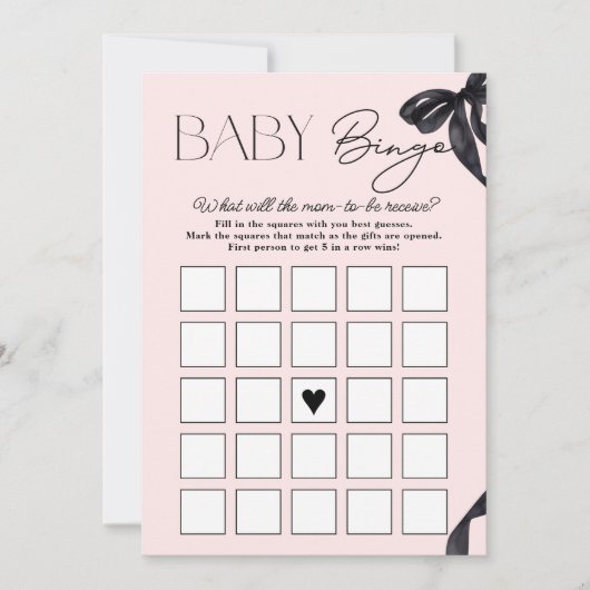 Carte de bingo moderne Hello Baby Bow Baby shower (Devant)