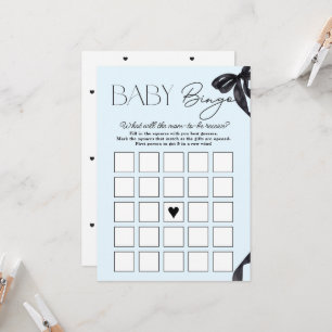 Carte de bingo moderne Hello Baby Bow Baby shower 