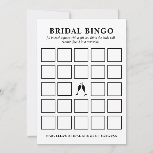 Carte de bingo nuptiale (Devant)