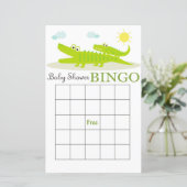 Carte de bingo pour baby shower alligator (Debout devant)