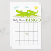 Carte de bingo pour baby shower alligator (Devant / Derrière)
