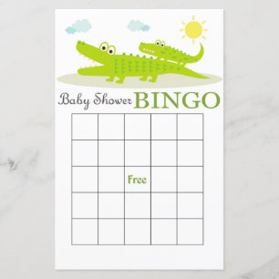 Carte de bingo pour baby shower alligator
