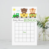 carte de bingo pour baby shower Animaux train (Debout devant)