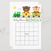 carte de bingo pour baby shower Animaux train (Devant / Derrière)