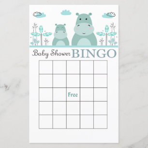 carte de bingo pour baby shower Blue Hippo