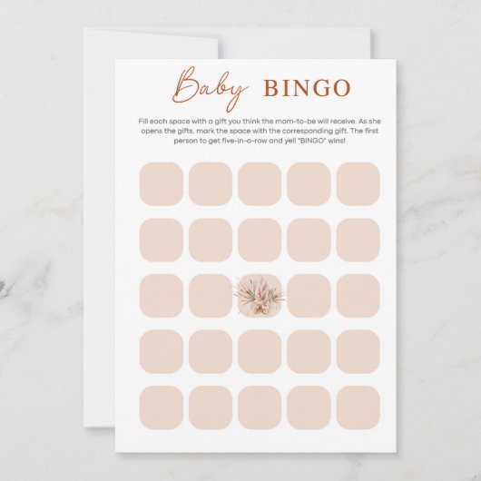 Carte de Bingo pour Baby Shower Bohème Chic Minima (Devant)