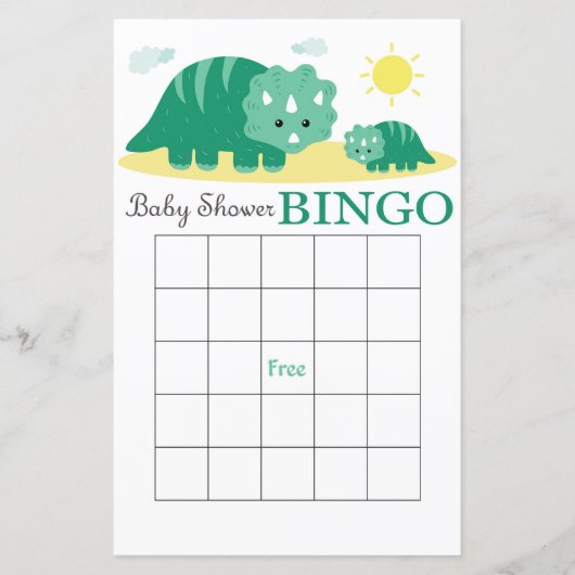 carte de bingo pour baby shower dinosaure,Bingo di (Devant)
