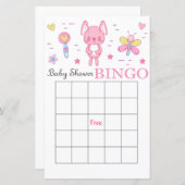Carte de bingo pour baby shower lapin rose (Devant / Derrière)
