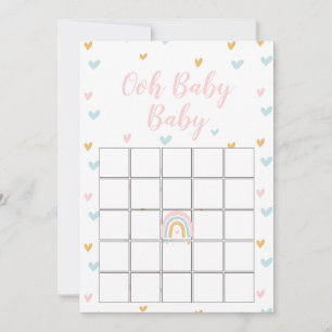 Carte de bingo pour baby shower pastel arc-en-ciel