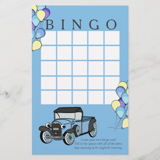 Carte de bingo pour camions et ballons anciens (Devant)