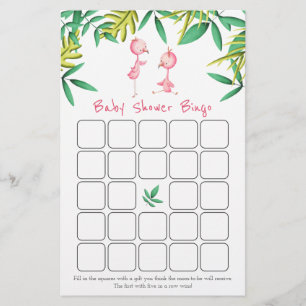 Carte de bingo pour une baby shower jumeaux flaman