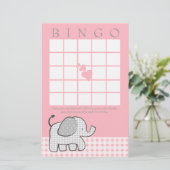 Carte de bingo rose En vichy Elephant (Debout devant)