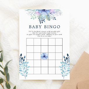 Carte de bingo Rustique Floral Winter Navy Baby
