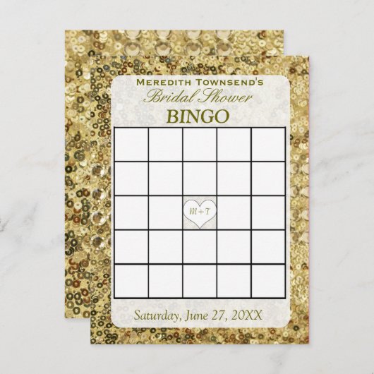 Carte de Bingo - Séquences d'or (Devant / Derrière)