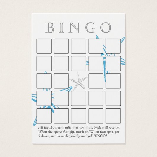 Carte de bingo simple Blue Starfish 5x5 Fête des m (Devant)