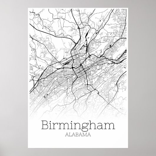 Carte de Birmingham - Alabama - Poster de la carte (Devant)