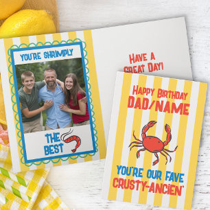Carte de Birthday avec Crabe Drôle Amalfi Rayure J
