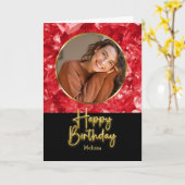 Carte de Birthday Photo Script Or Rubis (Fleur jaune)