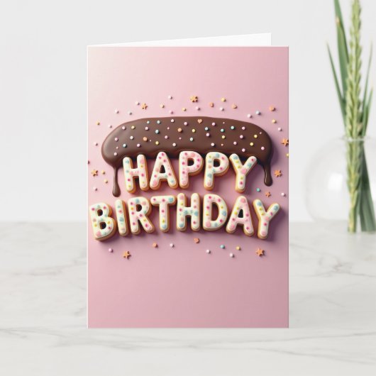 Carte de Biscuit d'Anniversaire Sucré (Devant)