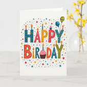 Carte de bloc d'anniversaire colorée (Fleur jaune)