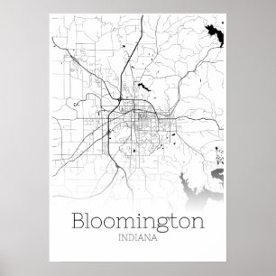 Carte de Bloomington - Indiana - Poster de la cart