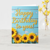 Carte de bois joyeuse pour anniversaire (Fleur jaune)