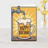 Carte de Boisson Dorée Anniversaire Festive (Fleur jaune)