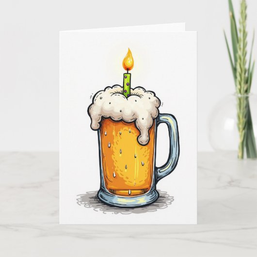 Carte de Boisson Mousseuse d'Anniversaire (Devant)