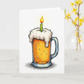 Carte de Boisson Mousseuse d'Anniversaire (Fleur jaune)