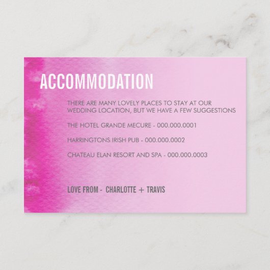 CARTE DE BOÎTE :: aquarelle ombre rose fuchsia (Dos)